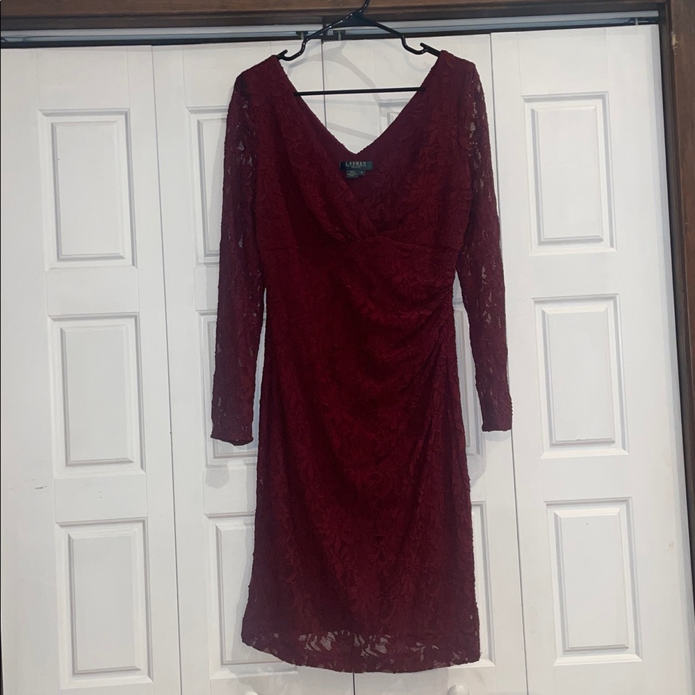 Lauren Ralph Lauren Deep Red Lace Dress